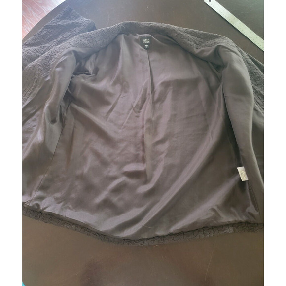 Eileen Fisher Open Front Blazer Womens S Silk Linen Blend Oversized Brown - Picture 8 of 10
